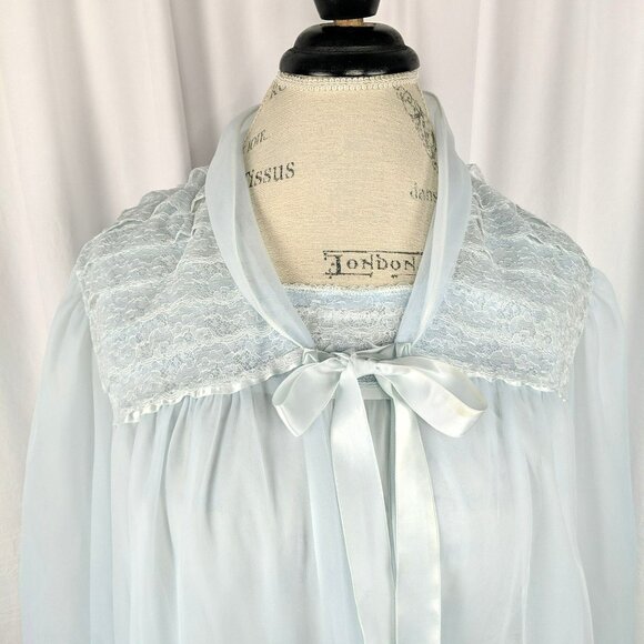 Vintage Henson Robe X Small Blue Chiffon Old Hollywood - Picture 2 of 8